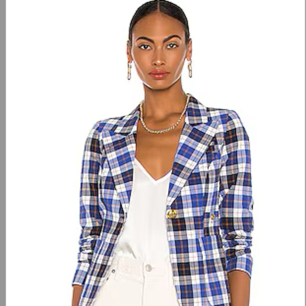 Smythe Patch Pocket Duchess Blazer Blue Plaid